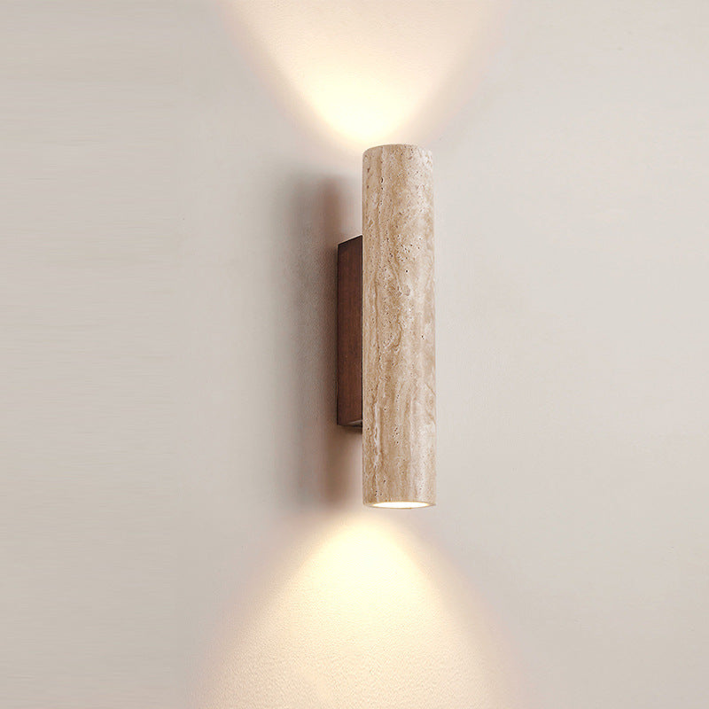 Japandi Tube Travertine Stone Minimalist Wall Light 4