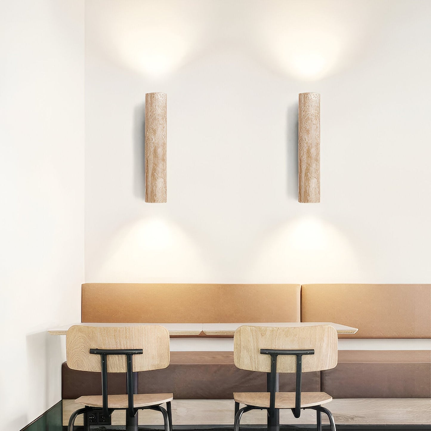 Japandi Tube Travertine Stone Minimalist Wall Light 8