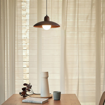 Walnut Wabi-Sabi Wood Pendant Light Japanese Style