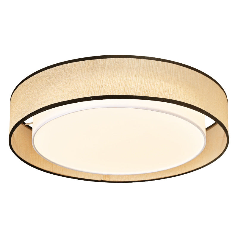Merion Linen Drum Shade Flush Mount Round Ceiling Light 0