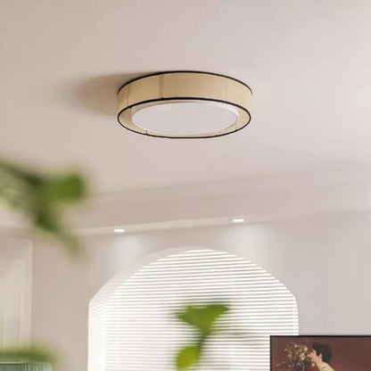 Merion Linen Drum Shade Flush Mount Round Ceiling Light 1