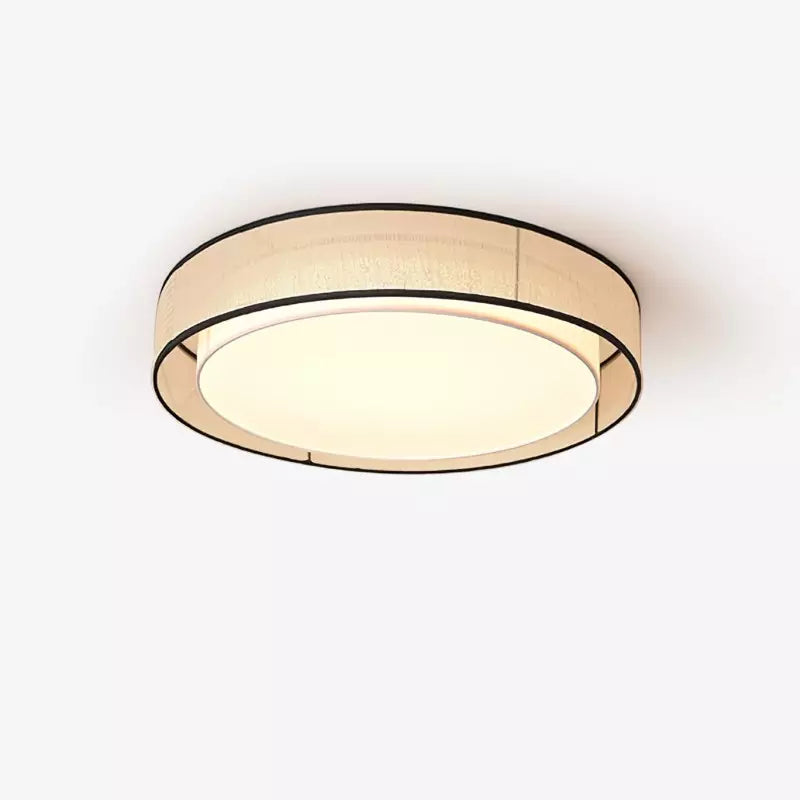 Merion Linen Drum Shade Flush Mount Round Ceiling Light 2
