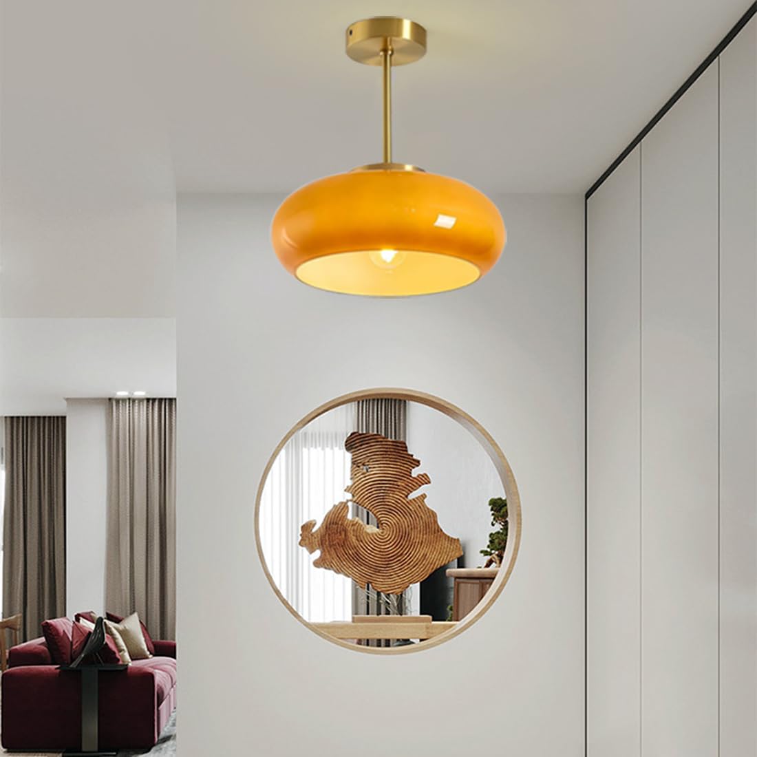 Round Glass Metal Vintage Ceiling Light Fixture
