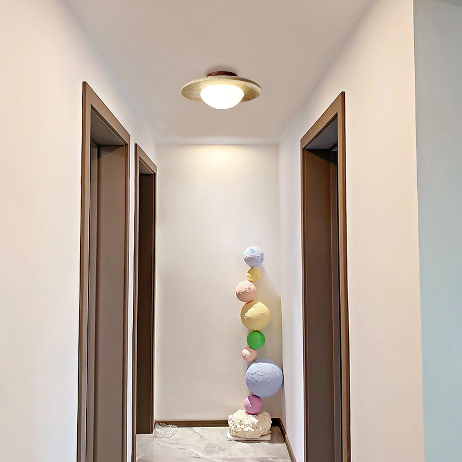 Natural Nordic Minimalist Travertine Ceiling Light 7