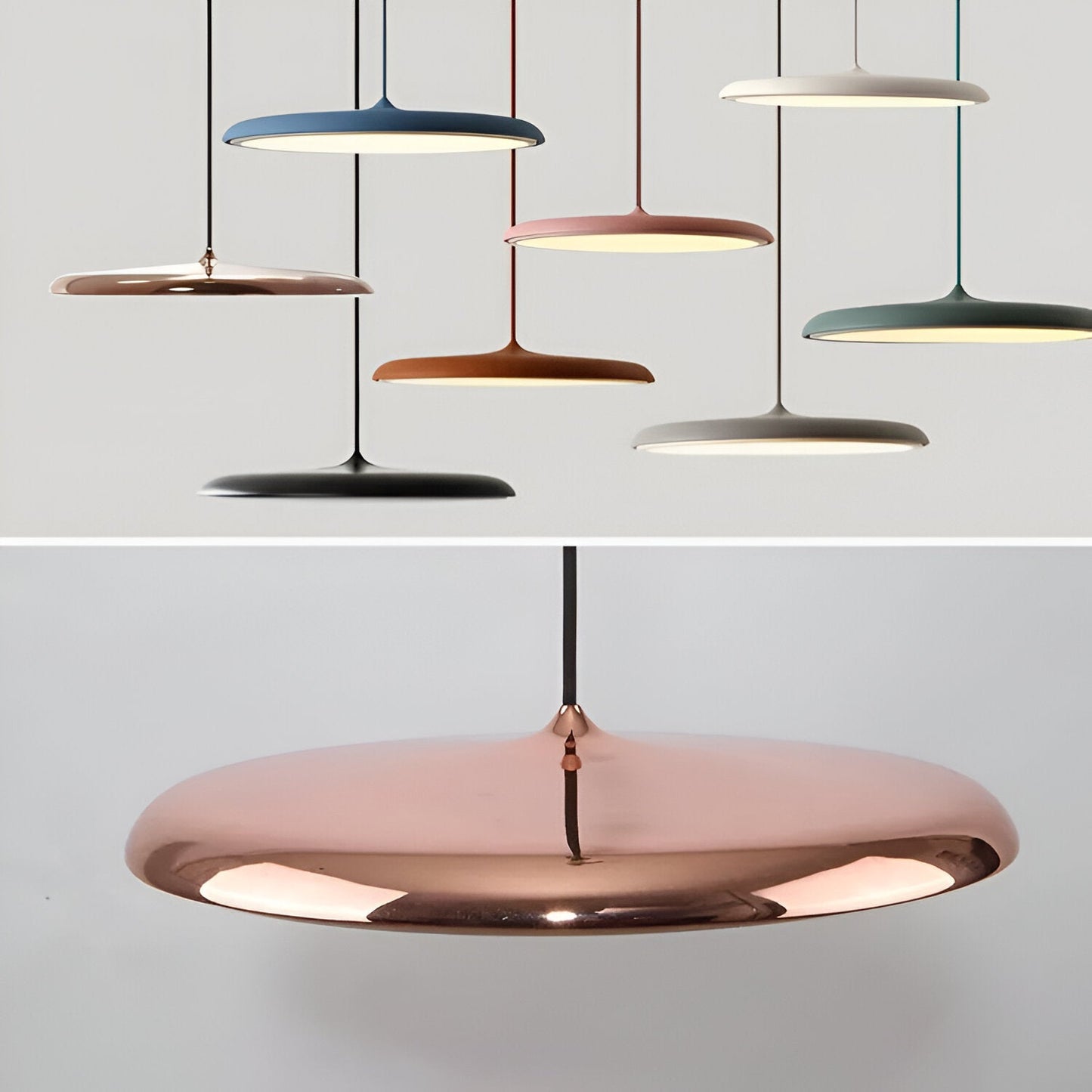 Modern Glass Metal Flying Saucer Pendant Light