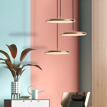 Modern Glass Metal Flying Saucer Pendant Light