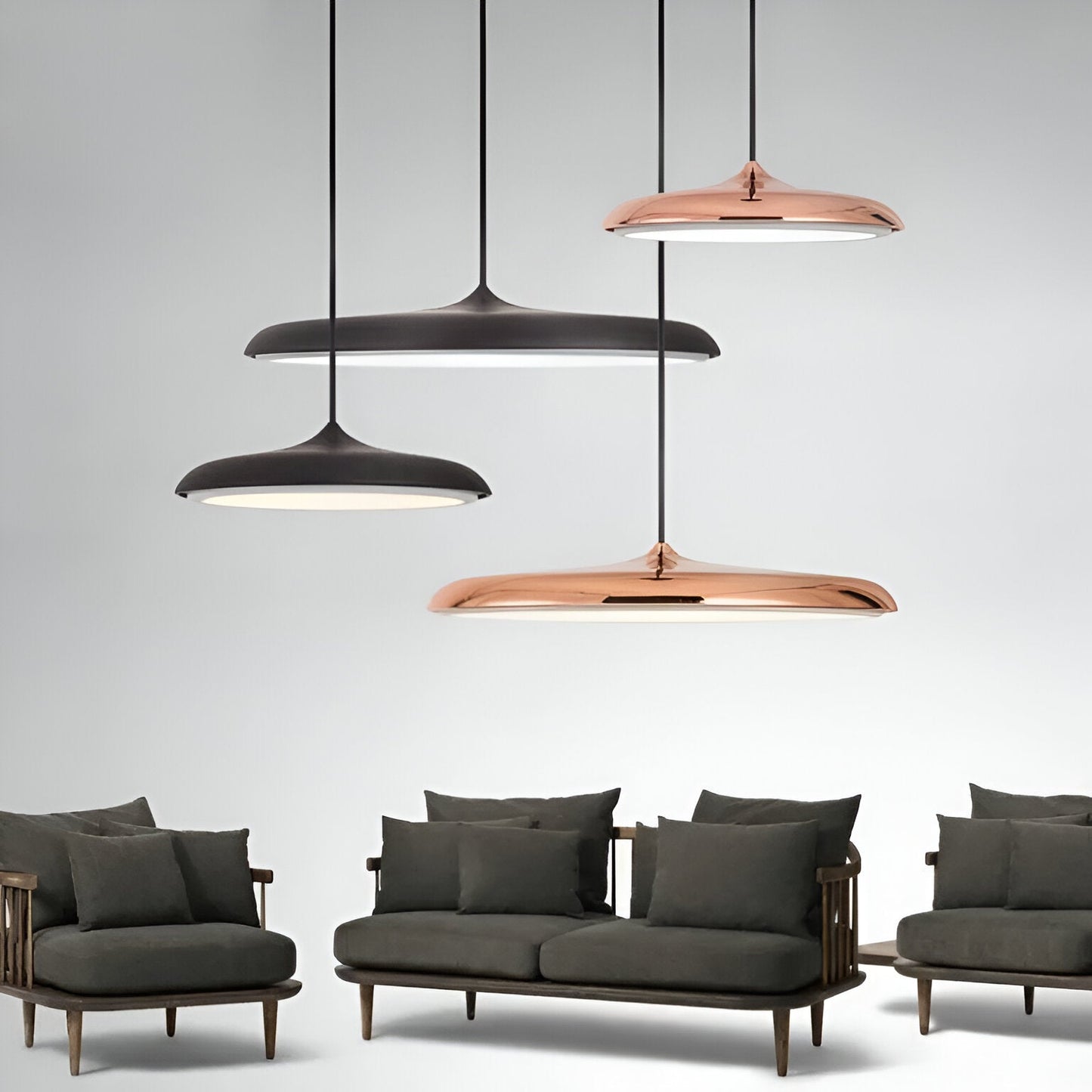 Modern Glass Metal Flying Saucer Pendant Light