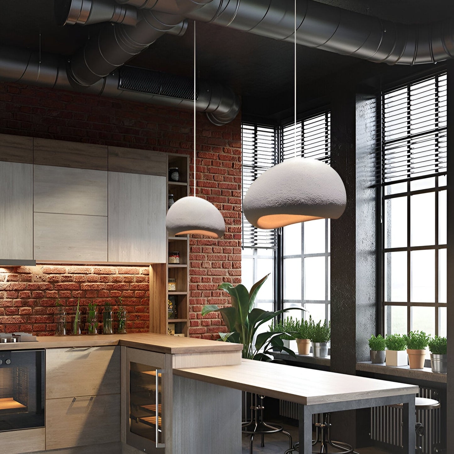 Nordic Wabi Sabi Pendant Light Fiberglass Modern Fixture