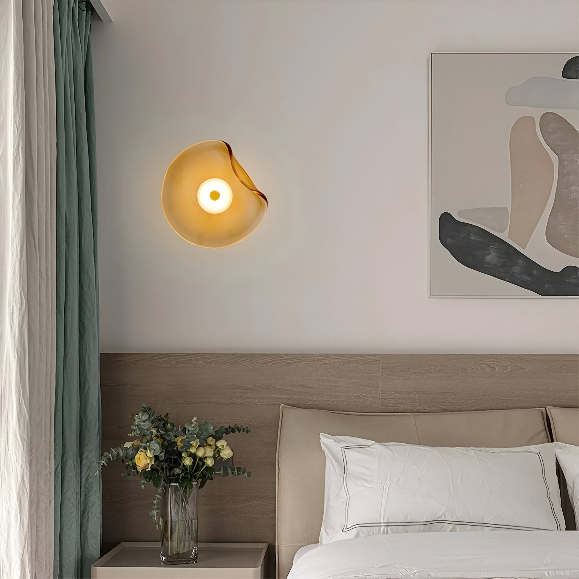 Nordic Curved Glass Japandi Style Glass LED Wall Light 4