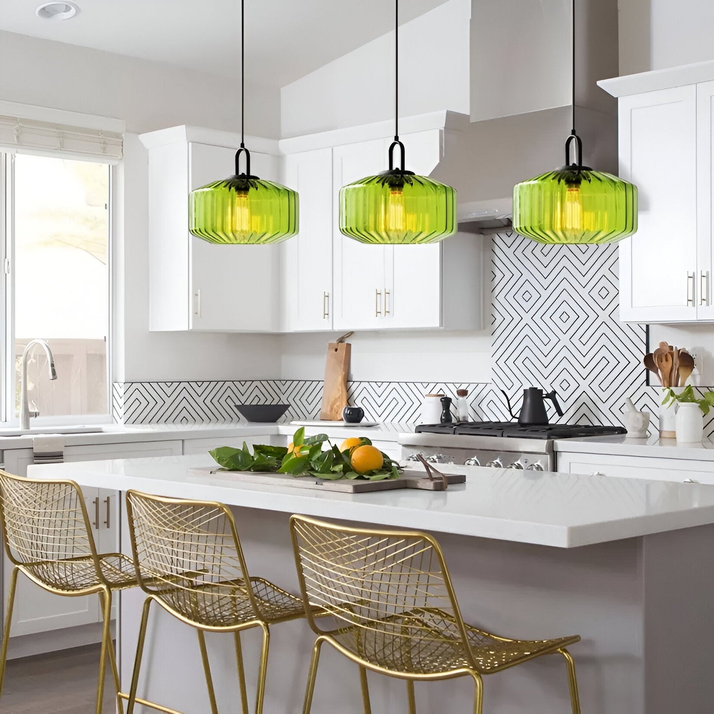 Colored Glass Metal Minimalist Pendant Light