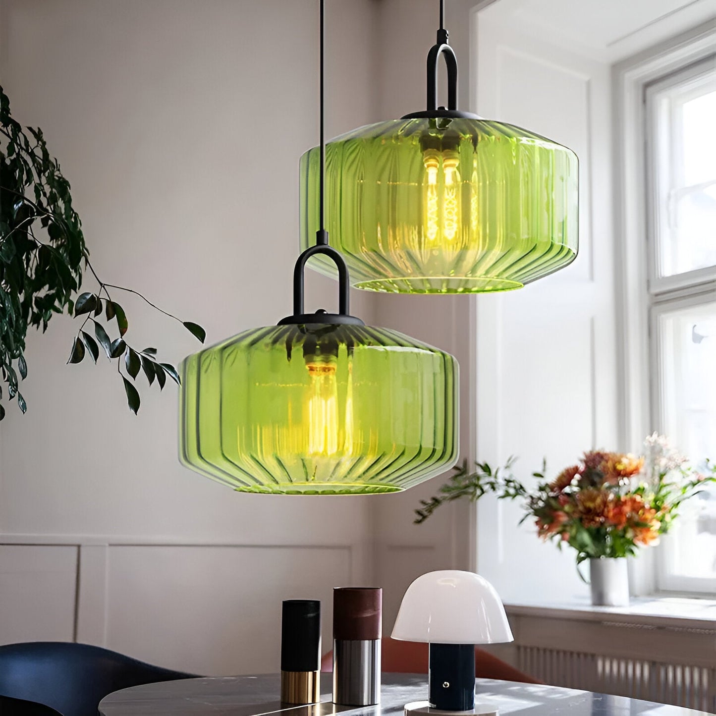 Colored Glass Metal Minimalist Pendant Light