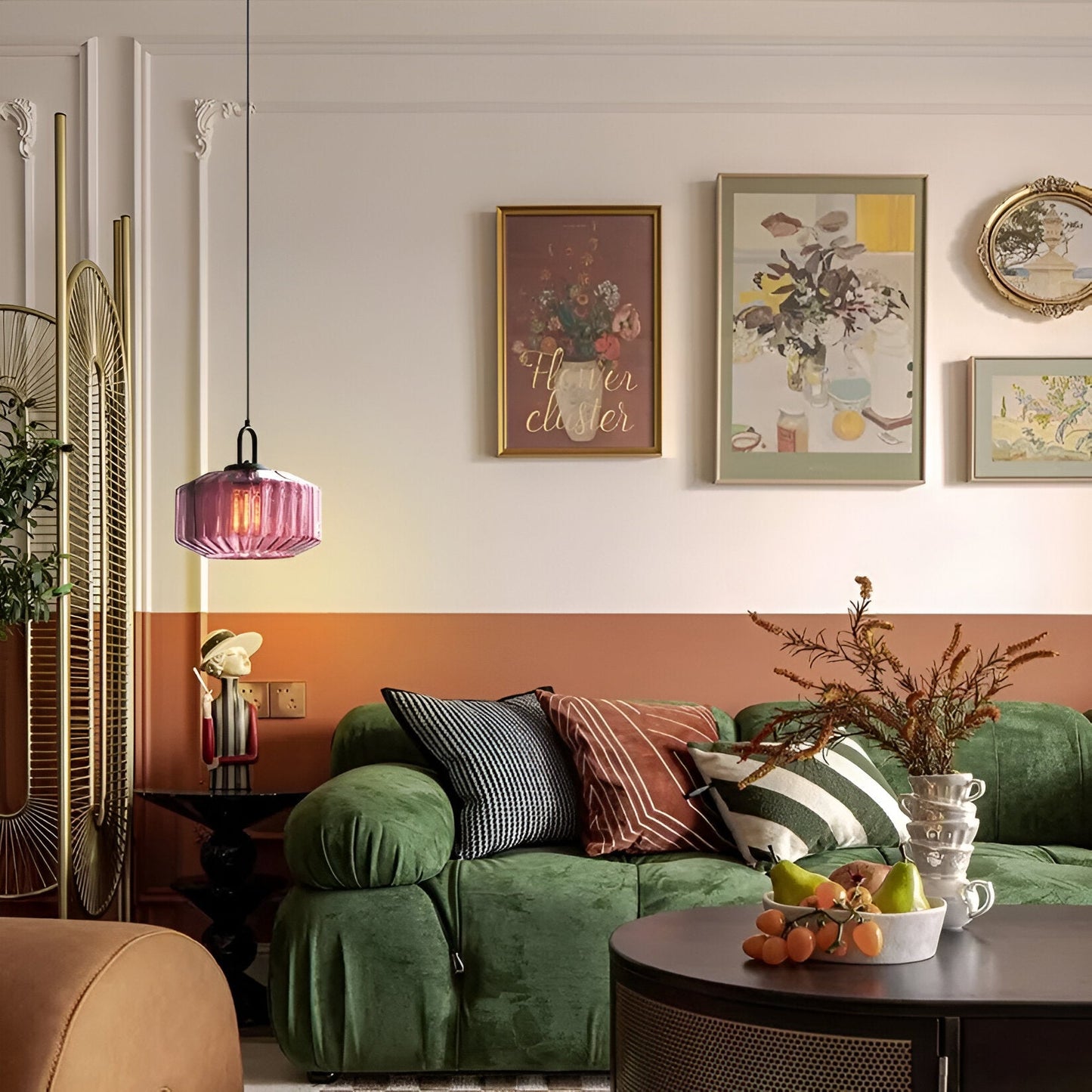 Colored Glass Metal Minimalist Pendant Light