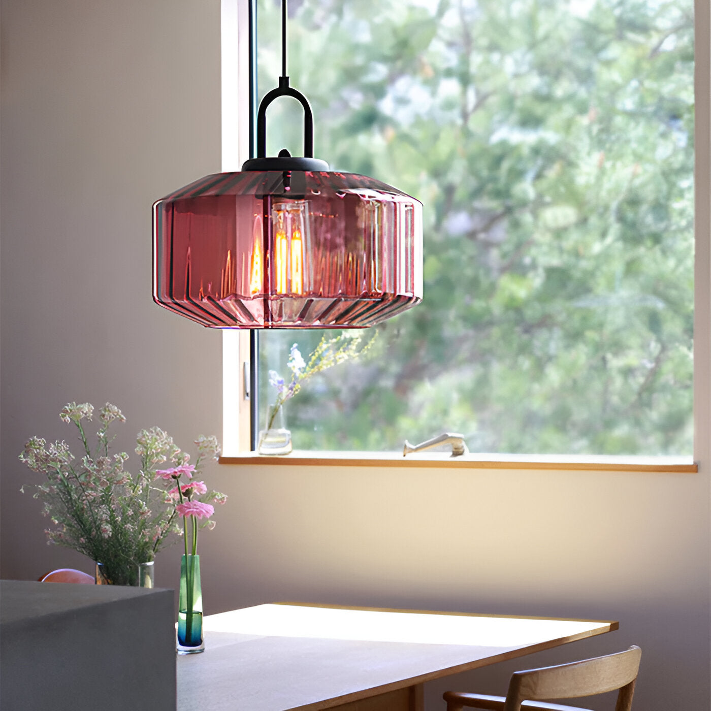 Colored Glass Metal Minimalist Pendant Light
