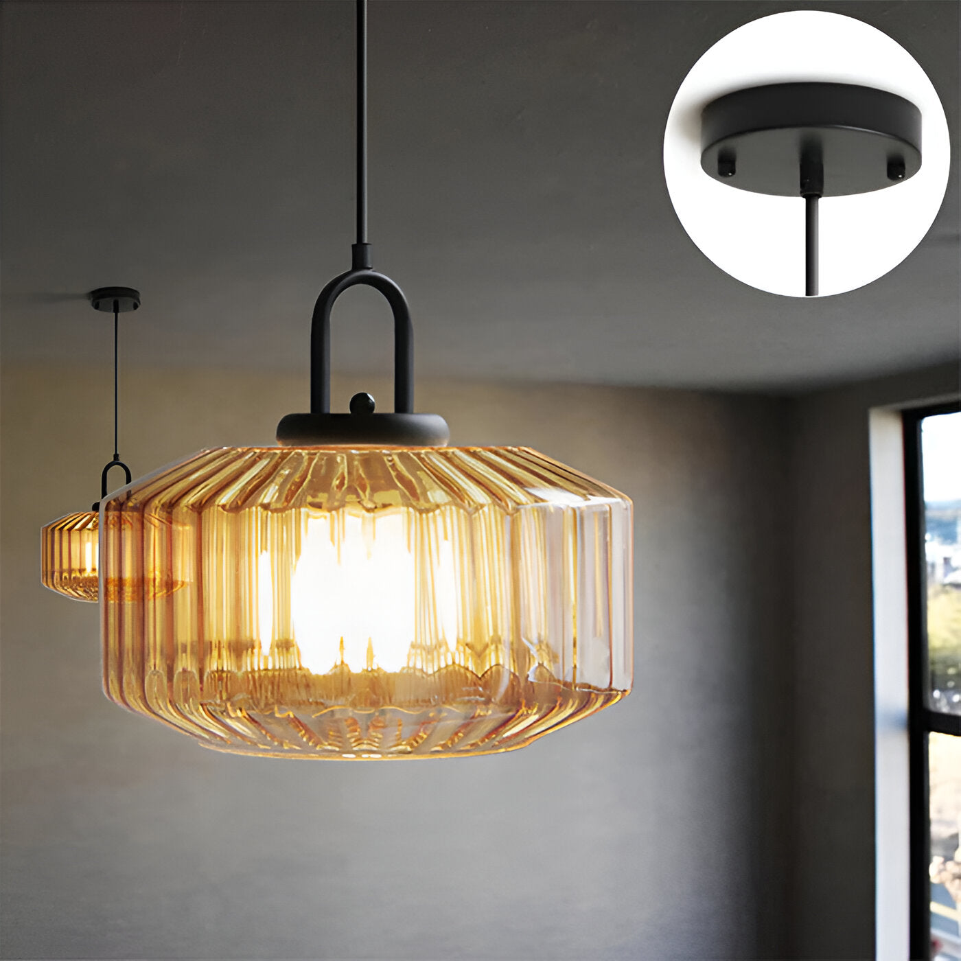 Colored Glass Metal Minimalist Pendant Light