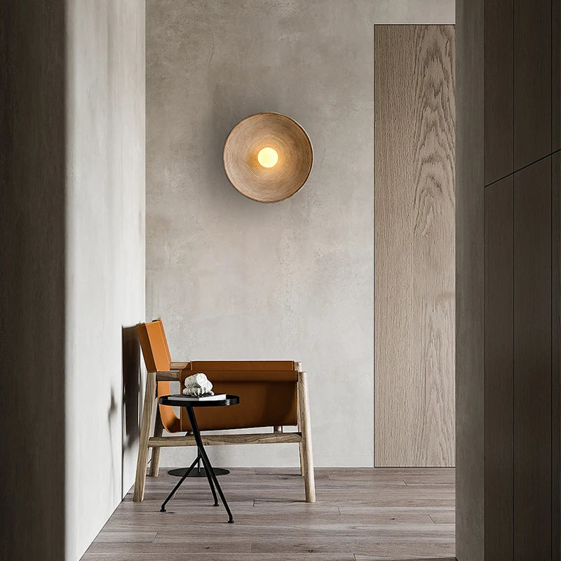Retro Ceramic Style Resin Round Japandi LED Wall Light 2
