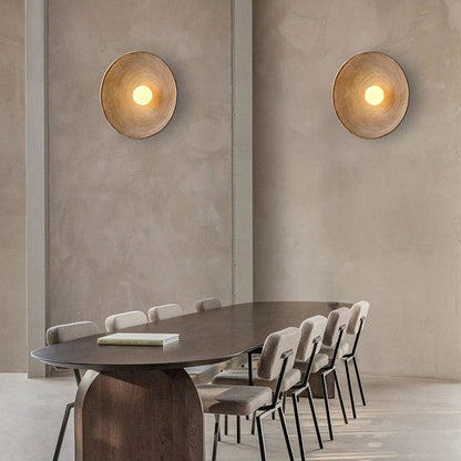 Retro Ceramic Style Resin Round Japandi LED Wall Light 3