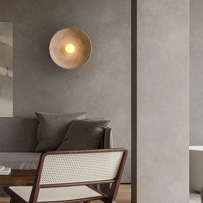 Retro Ceramic Style Resin Round Japandi LED Wall Light 4