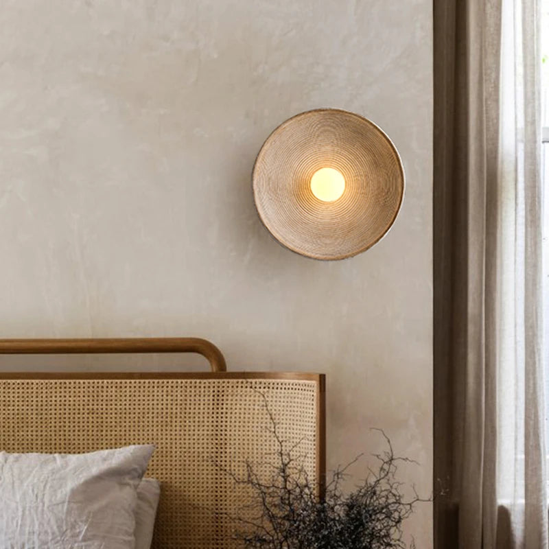 Retro Ceramic Style Resin Round Japandi LED Wall Light 5