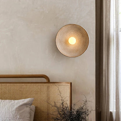 Retro Ceramic Style Resin Round Japandi LED Wall Light 5