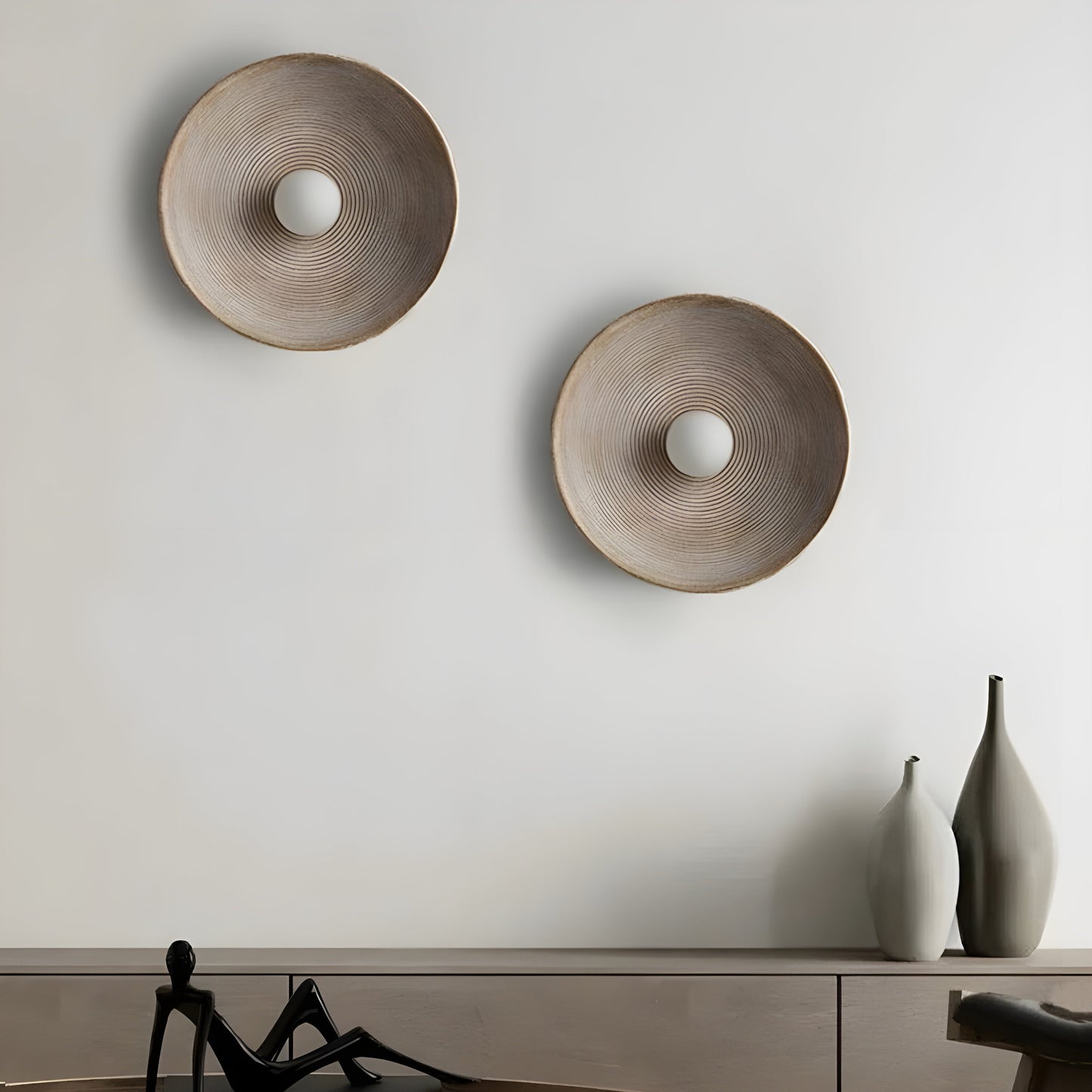 Retro Ceramic Style Resin Round Japandi LED Wall Light 6