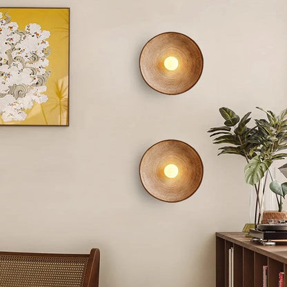 Retro Ceramic Style Resin Round Japandi LED Wall Light 7