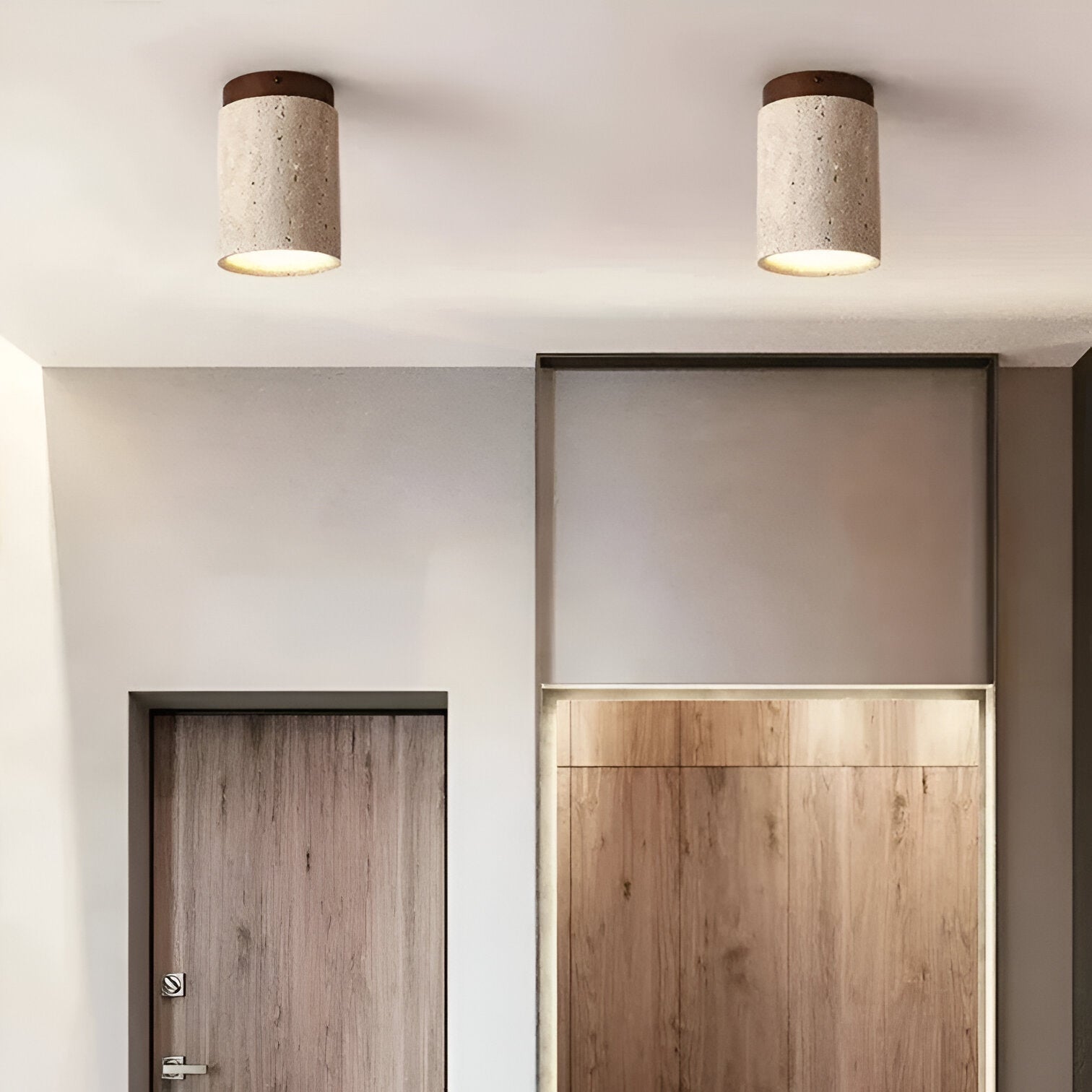 Retro Travertine Stone Flush Mount Ceiling Light 5