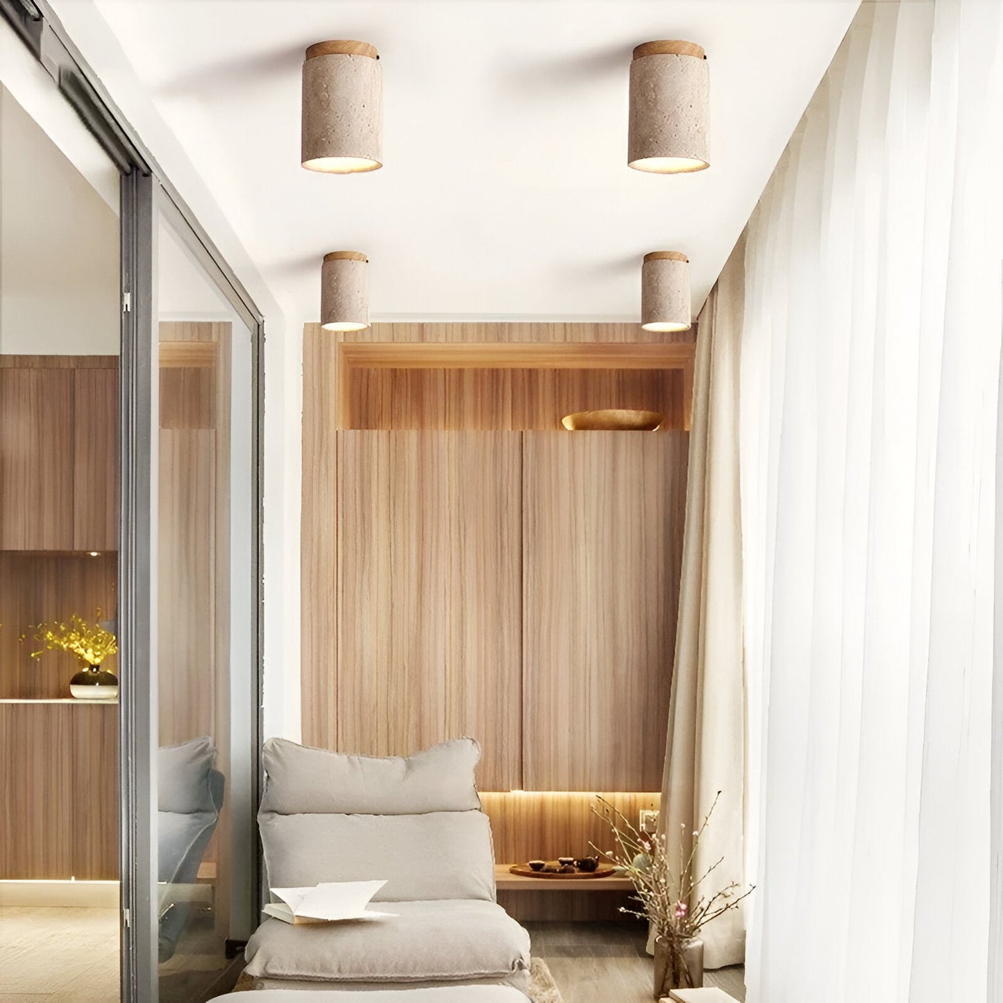 Retro Travertine Stone Flush Mount Ceiling Light 6