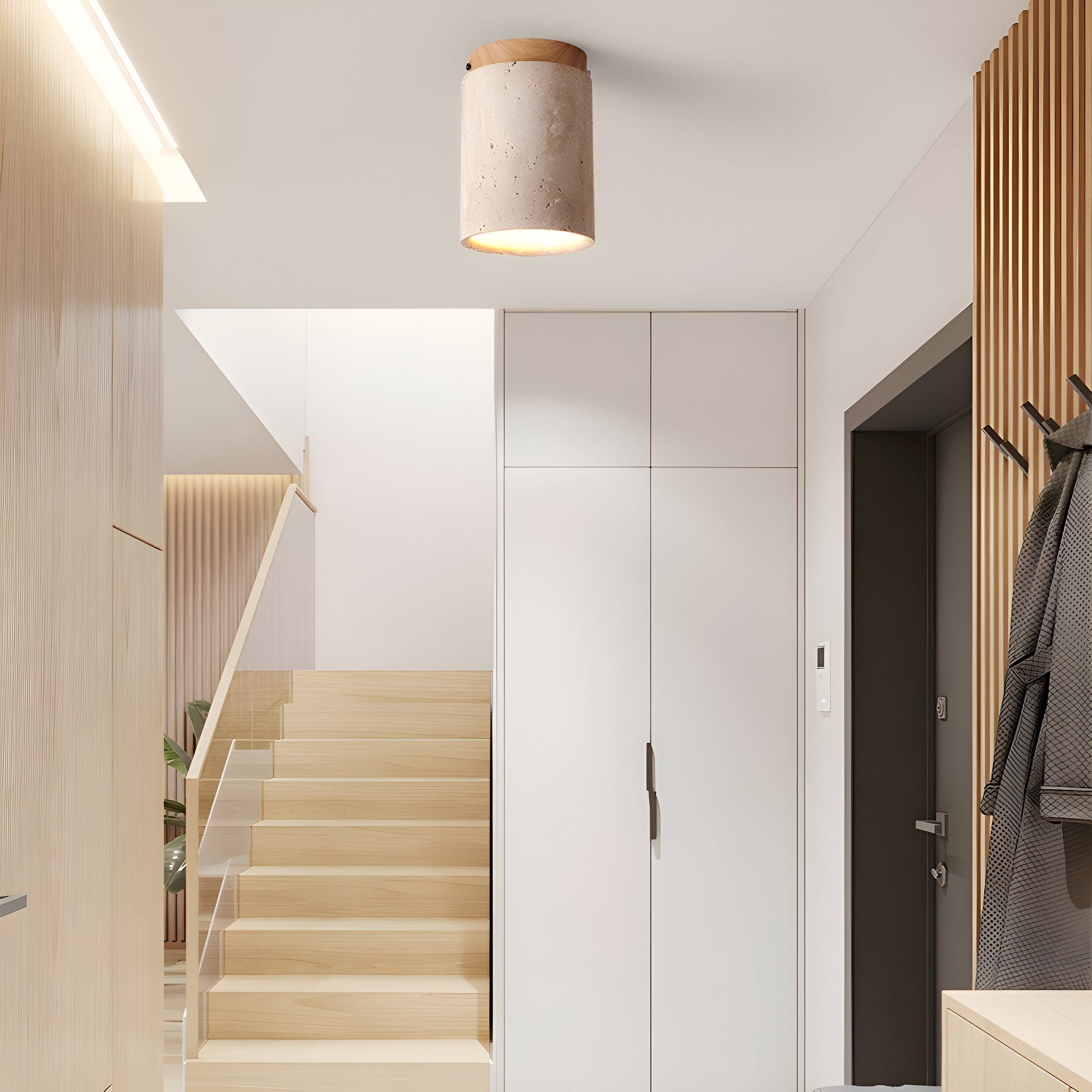 Retro Travertine Stone Flush Mount Ceiling Light 8