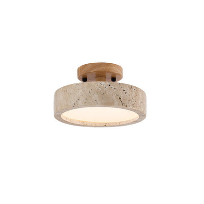 Round Yellow Travertine Ceiling Light Fixture 0