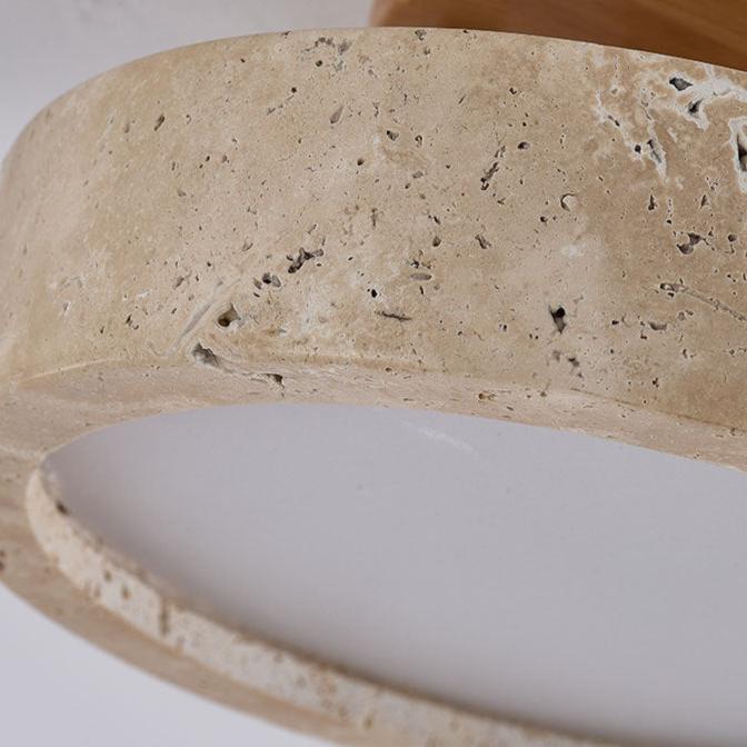 Round Yellow Travertine Ceiling Light Fixture 5