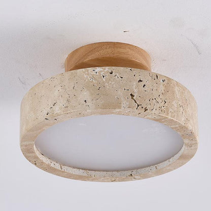 Round Yellow Travertine Ceiling Light Fixture 7