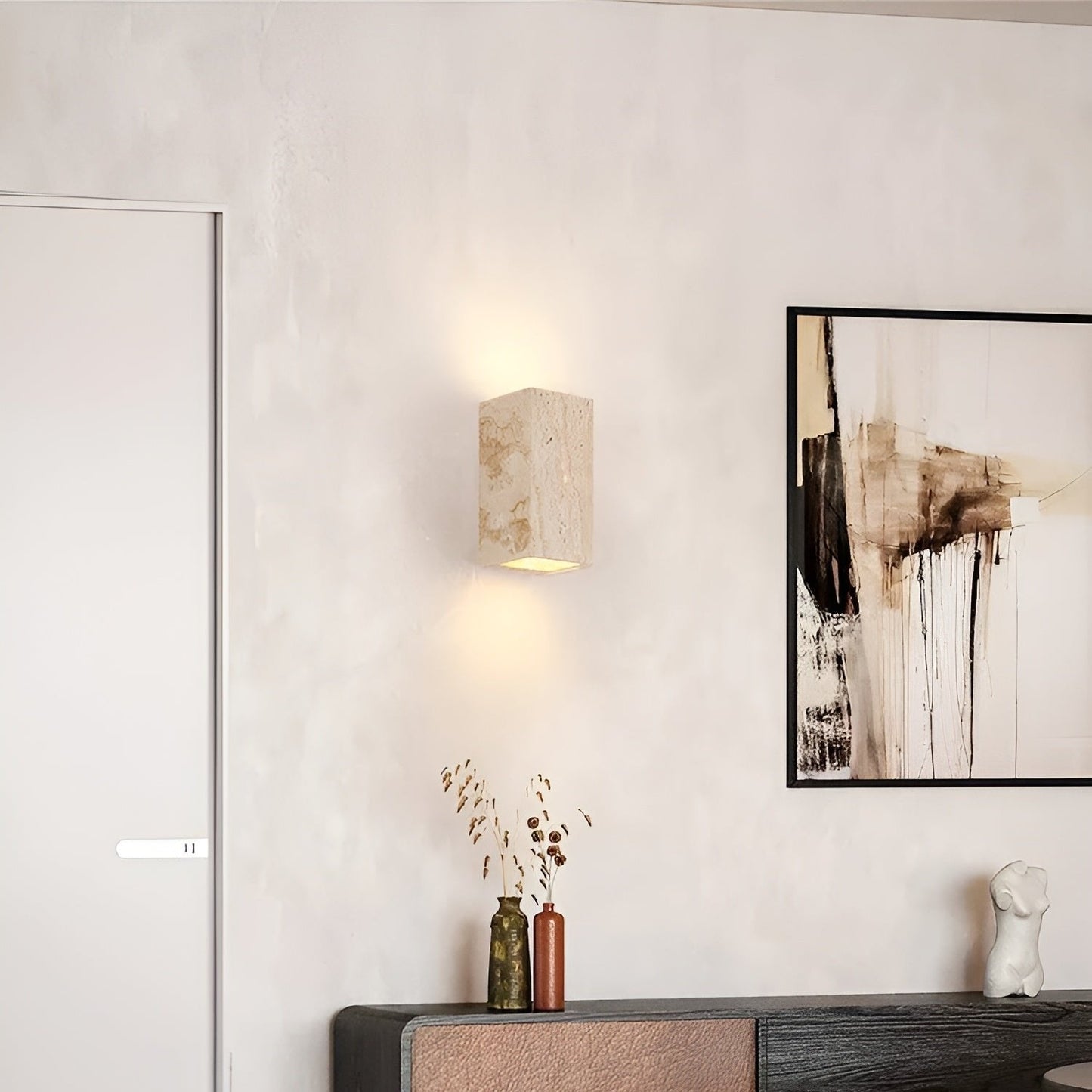 Travertine Stone Minimalist Outdoor LED Wall Light 4