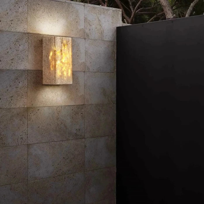 Travertine Stone Minimalist Outdoor LED Wall Light 7