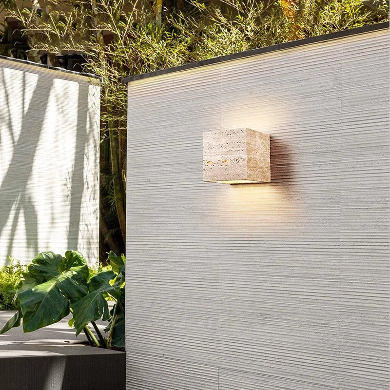 Travertine Stone Minimalist Outdoor LED Wall Light 8