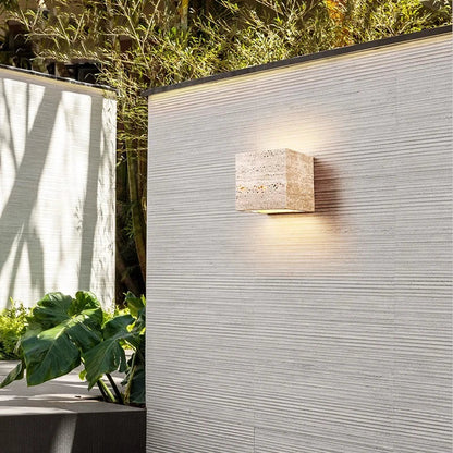 Travertine Stone Minimalist Outdoor LED Wall Light 8