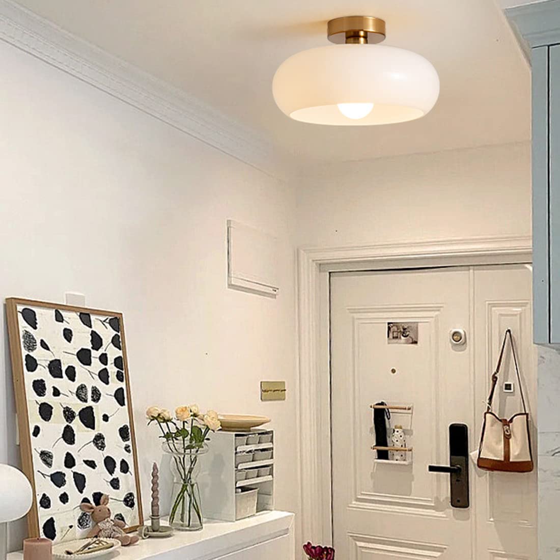 Round Glass Metal Vintage Ceiling Light Fixture