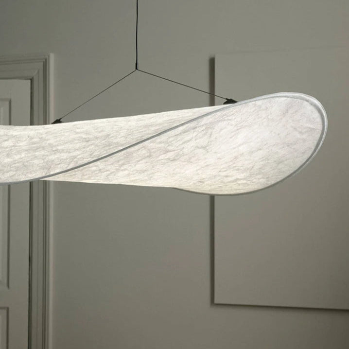 White Silk Fabric Minimalist Japandi Pendant Light