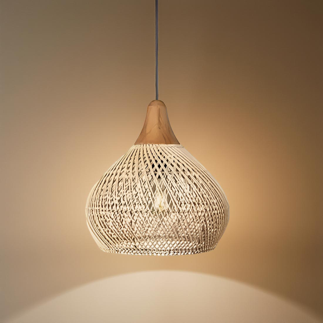 Rattan Bamboo Boho Pendant Light