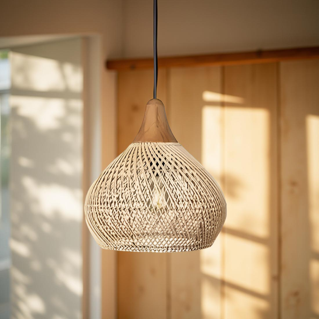 Rattan Bamboo Boho Pendant Light