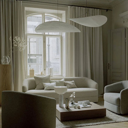 White Silk Fabric Minimalist Japandi Pendant Light