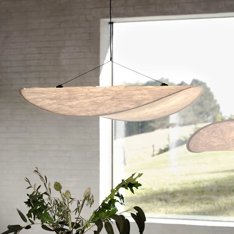 White Silk Fabric Minimalist Japandi Pendant Light