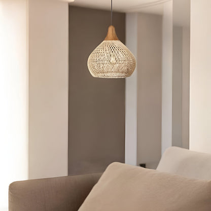 Rattan Bamboo Boho Pendant Light