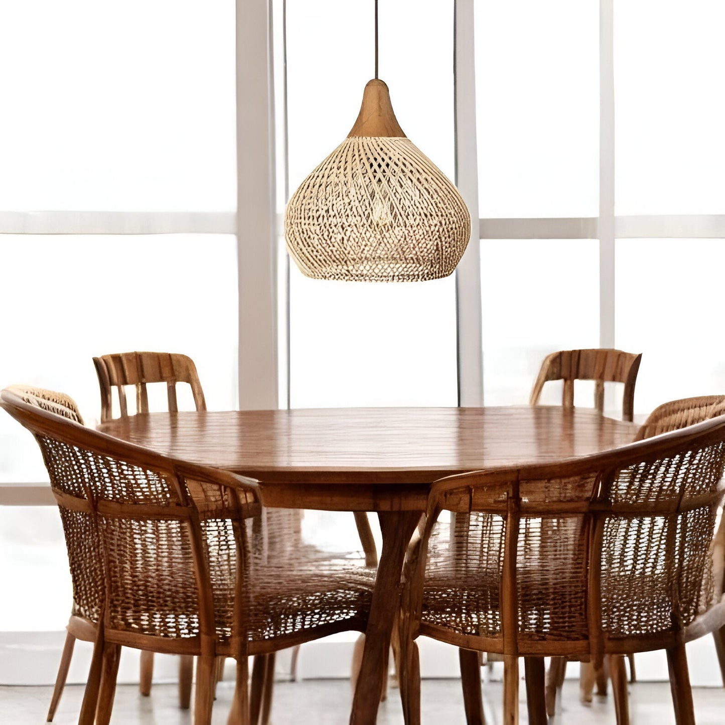 Rattan Bamboo Boho Pendant Light
